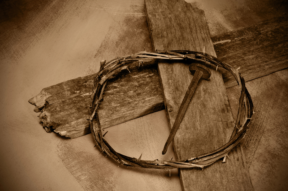 cross, nail, thorns, Christ humility